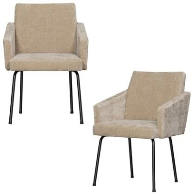 Afbeelding van WOOOD Eetkamerstoelen Mount Polyester Zand Set van 2