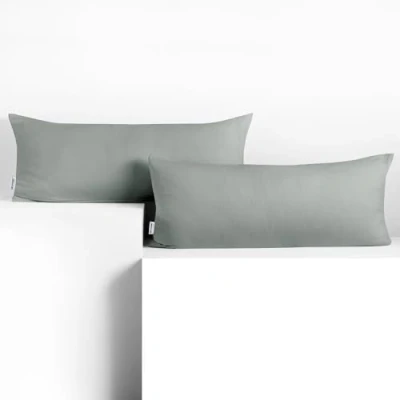 Image de DecoKing Lot de 2 taies d&#039;oreiller 40 x 120 cm Jersey Coton Fermeture Éclair Acier Ambre