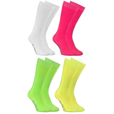 Afbeelding van Rainbow Socks Jongen meisjes hoge sokken van katoen, 1 x wit, roze, groen, geel