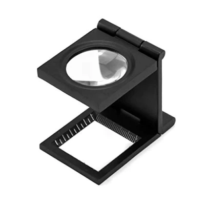Afbeelding van QWORK mini opvouwbare vergrootglas, 10X scherm vergrootglas met liniaal, metalen teller voor lassen, naaien, lezen, textiel