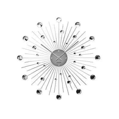 Image de Karlsson Horloge ronde en métal Sunburst 50 cm chrome