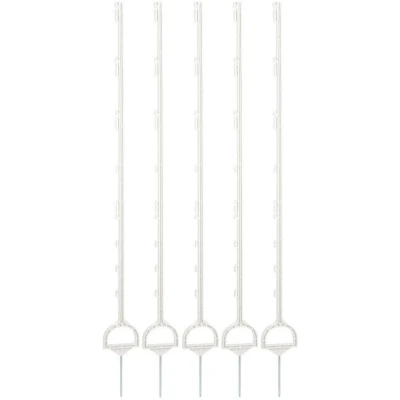 Afbeelding van Kunststof paal wit met stijgbeugeltrede, 158cm (5 stuks)