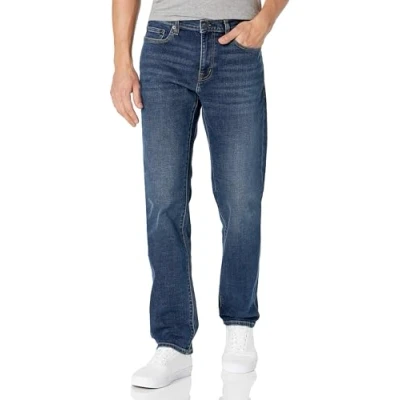 Image de Amazon Essentials Jean pour homme, coupe droite, bleu foncé, vintage, 83 x 71 cm (l L)