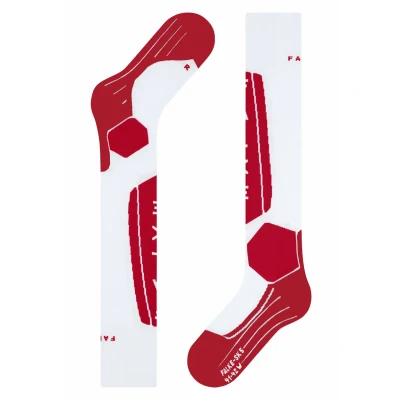 Afbeelding van FALKE SK5 Expert dames skiing kniekousen wit met rood (red white mix) Maat: 35 36