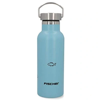 Afbeelding van FISCHER Roestvrijstalen drinkfles, 500 ml, voor kinderen, schroefsluiting, geschikt levensmiddelen, blauw