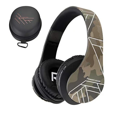 Afbeelding van PowerLocus P2 Draadloze Over Ear Koptelefoon Inklapbaar Bluetooth Hoofdtelefoon Met microfoon Headphone Micro SD mode Incl. Carry Case Camouflage