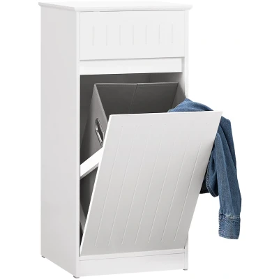 Afbeelding van SoBuy Waskast, wasmand, onderkast voor badkamer, toiletkast, opbergkast met 1 lade en afneembare wit, 40 x 39 86 cm, BZR110 W