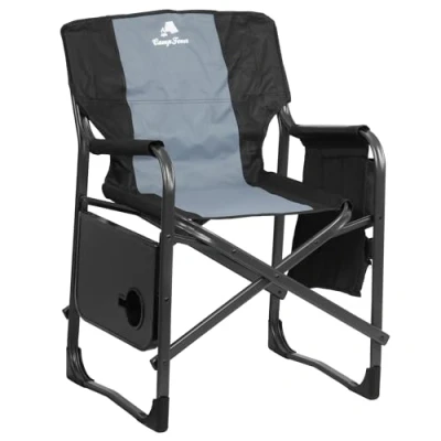 Afbeelding van CampFeuer campingstoel, opvouwbaar, grijs, visstoel met klaptafel, visstoel, tuinstoel, strandstoel, klapstoel, festivalstoel