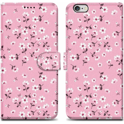 Afbeelding van Cadorabo Hoesje geschikt voor Apple iPhone 6 / 6S Design Bloemenregen No. Beschermhoes Case Cover met magnetische sluiting, standaardfunctie en kaartvakje