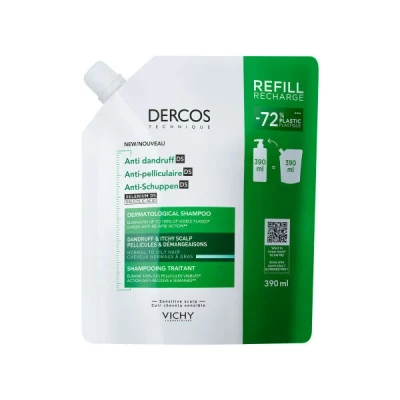 Afbeelding van Vichy Dercos Shampoing Antipelliculaire DS Cheveux normal à gras Eco recharge 390ml