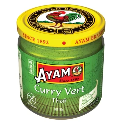 Image de AYAM Pâte de Curry Vert 100% Ingrédients Naturels Saveurs Authentiques Facile à cuisiner Thaï Alimentation Saine Sans Gluten Lactose Conservateurs 185g 1pc