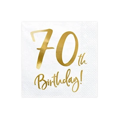 Afbeelding van Partydeco Servetten 70th birthday wit (20 stuks)