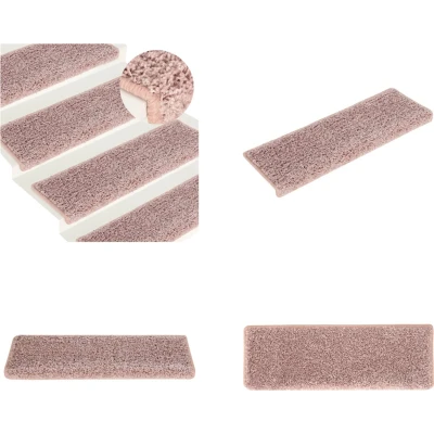 Afbeelding van Trapmatten 15 st 65x21x4 cm wit en roze