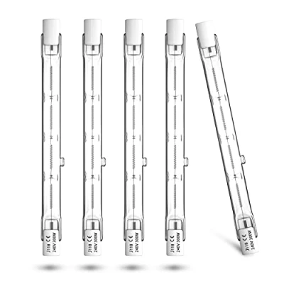 Afbeelding van Klarlight 5 x Eco halogeenlampen, R7s, 78 mm, 48 W, 230 V, warmwit, 2700 K, 750 lm, dimbaar, lineaire schijnwerper, dubbele uiteinde, type J, voor werk, veiligheid, landschap, staande lampen