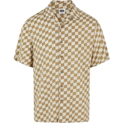 Afbeelding van Urban Classics AOP Resort Overhemd, Heren, Maat: 3XL, Khakicheck