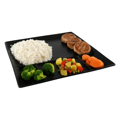 Afbeelding van BBQ borden 5 vakken Zwart 24 x cm 4 stuks