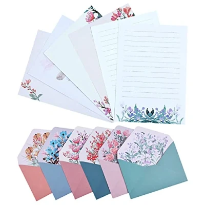 Afbeelding van BBLIKE 24 vellen briefpapier met 12 enveloppen, en gelinieerde enveloppen voor uitnodigingen geschenken (6 sets)