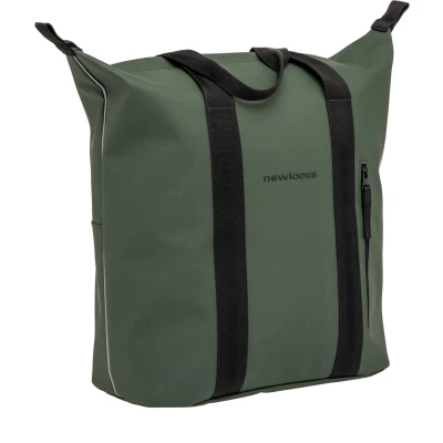 Afbeelding van New Looxs Odense Kota Enkele Fietstas voor Dames Afneembare Shopper met Rits Pakaftas Enkel Boodschappentas Haken Stevig en Afneembaar 24 Liter Groen