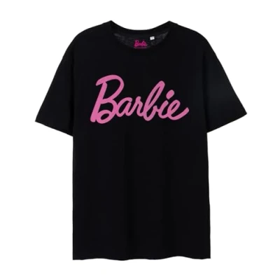 Afbeelding van Barbie dames roze klassiek logo T shirt met korte mouwen in zwart Iconisch merk Modieus design top voor Comfortabele pasvorm Stijlvol retro Movie Merch Cadeau, Wit