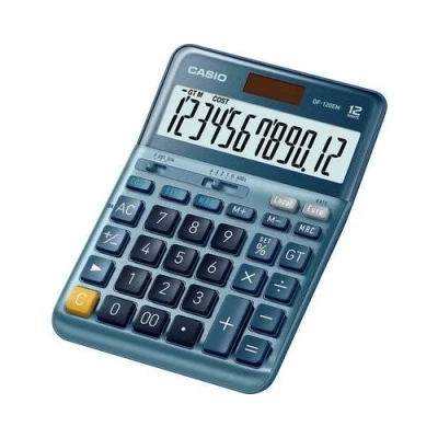 Image de Casio DF 120EM Calculatrice de bureau 12 chiffres panneau solaire, pile bleu