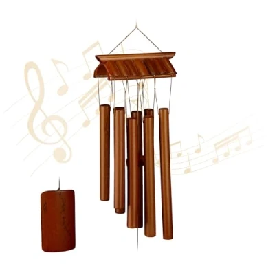 Afbeelding van Relaxdays bamboe windgong windorgel windvanger windchime feng shui tuindecoratie