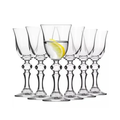 Afbeelding van Krosno Shots Wodkaglazen, set van 6 stuks, 50 ml, Krista collectie, cocktailglazen, likeurglazen, cognac, gin, thuis, bar, evenementen en keuken, vaatwasmachinebestendig