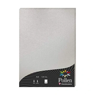 Afbeelding van Clairefontaine 4199C etui met 50 vellen formaat A4 (21 x 29,7 cm) 120 g/m² zilverkleurig uitnodigingspapier pollen serie glad premium papier