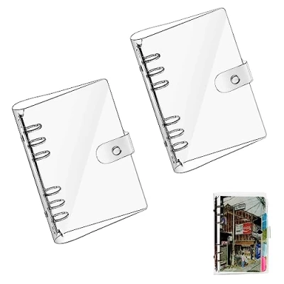 Afbeelding van Gfamous Set van 2 transparante ringmappen A5 ringmap Waterdicht en vuilafstotend Voor notitieboeken, schilderijen