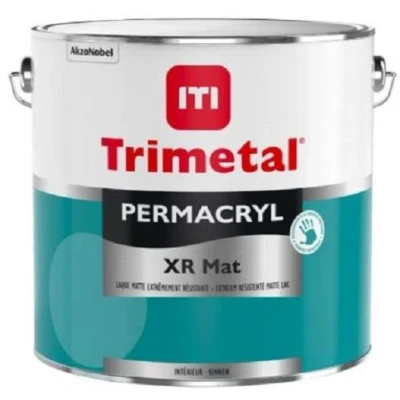 Afbeelding van Trimetal Permacryl XR Mat Polyvalente extreem krasvaste watergedragen matte lak binnen Kleur RAL 9010 Zuiver Wit ( gebrokenwit) 1 L