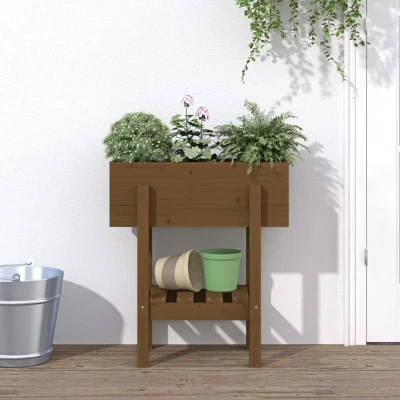 Afbeelding van Plantenbak 62x30x69 cm massief grenenhout honingbruin