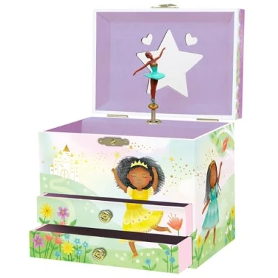 Afbeelding van Sieradendoos met muziek ballerina voor meisjes, muziekdoos kinderen spiegel, verjaardagscadeaus kleine 17,1 x 13,3 15,2 cm, 3 10 jaar