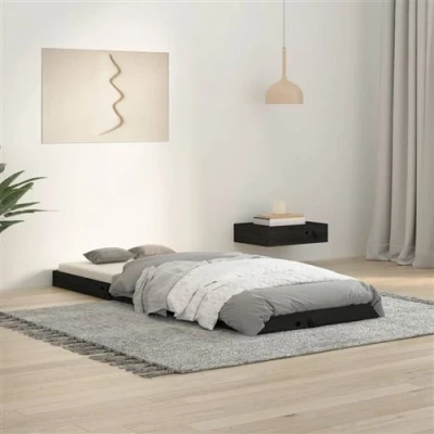 Afbeelding van vidaXL Bedframe massief grenenhout zwart 75x190 cm