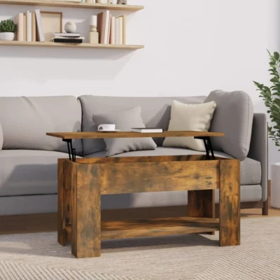 Afbeelding van Salontafel 101x49x52 cm bewerkt hout gerookt eikenkleurig