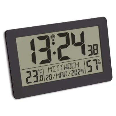 Image de TFA Dostmann 60.2557.01 radiopiloté(e) Horloge radiopilotée 206 mm x 30 130 noir grand écran