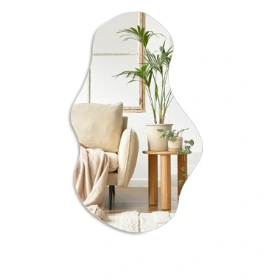 Afbeelding van PERFNIQUE Onregelmatige wandspiegel, asymmetrische spiegel, 71,1 x 43,2 cm, moderne decoratieve spiegel voor badkamer, slaapkamer, woonkamer, entree, frameloze wandspiegel (71 cm