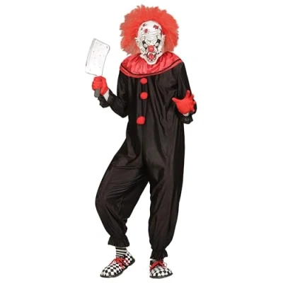 Afbeelding van Widmann Monster &amp; Griezel Kostuum Zwart Rood Horror Killer Clown Man Rood, XL Halloween Verkleedkleding