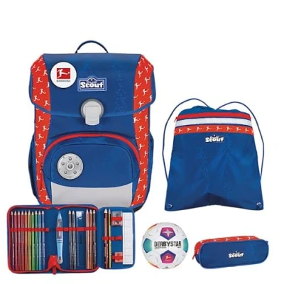 Afbeelding van Scout Schooltas Exklusiv Bundesliga Neo Set 4 delig Blauw
