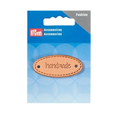 Afbeelding van Leren Label Handmade ovaal