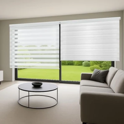 Afbeelding van Storesdeco Duo rolgrodijn stijlvol dubbel textiel in wit 180x180 cm