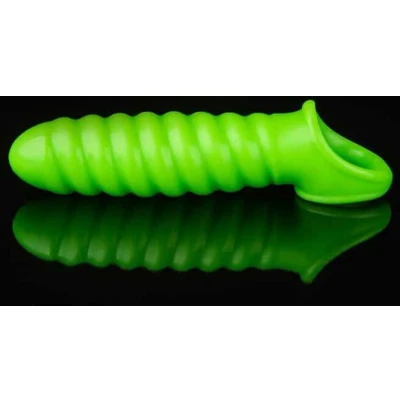 Afbeelding van Swirl Stretchy Penis Sleeve Glow in the Dark Neon Green