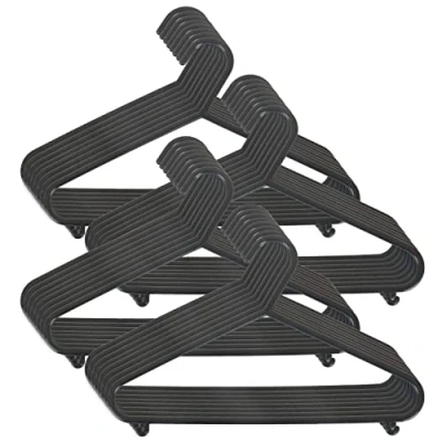 Afbeelding van Bieco kleerhanger kinderen 32 stuks zwart lengte ca. 30 cm baby plastic organizer voor kledingkast kleding hangers
