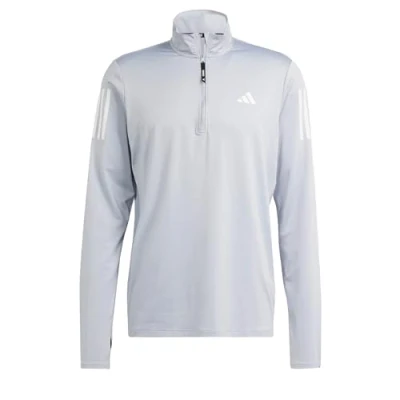 Afbeelding van adidas Performance OWN THE Halfzip Longsleeve, Heren, Maat: Small, Halo silver