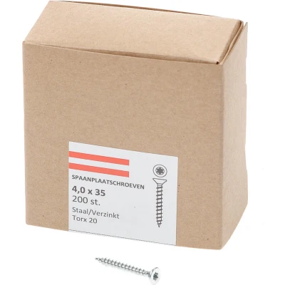 Afbeelding van Spaanplaatschroef verzinkt platverzonken kop TX20 voldraad 4.0X35 (per 200 stuks)