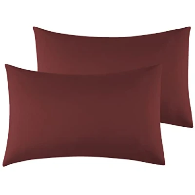 Afbeelding van Kussenslopen, microvezel, bordeauxrood, 40 x 70 cm, 2 stuks, kussensloop met omslagsluiting