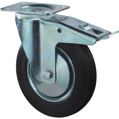 Afbeelding van Kelfort Zwenkwiel, zwart rubber wiel met stalen velg en rollager, 50kg 80mm