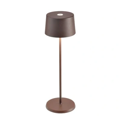 Afbeelding van Zafferano Olivia Pro Tafellamp Oplaadbare Buitenlamp Roest Bruin Spatwaterdicht (IP65) Bureaulamp Snoerloos Dimbare LED Lamp Draadloos Oplaadstation Terraslamp USB Oplaadbaar 35 cm x Ø11