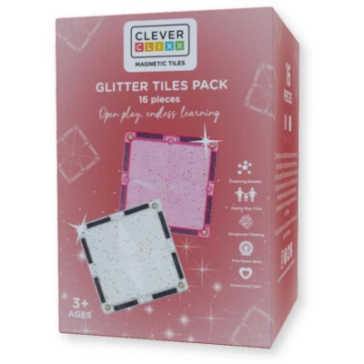 Afbeelding van Glitter Tiles Pack Transparent / Pink 16 stuks Speelgoed +3 jaar