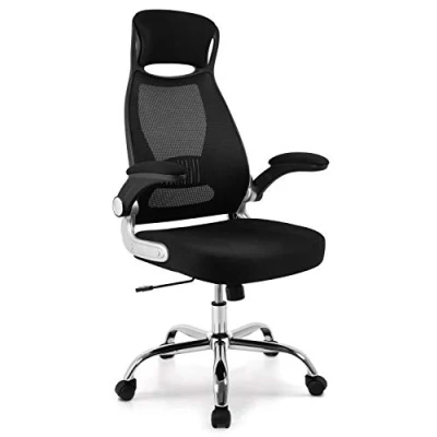 Afbeelding van IntimaTe WM Heart Bureaustoel, Ergonomische Bureaustoelen, Hoge Rugleuning Bureaustoel van Computer Mesh met Opklapbare Armen en Rugsteun, Typistoel,64 x 50 118 centimeter, Zwart