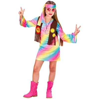 Afbeelding van WIDMANN Veelkleurig pastel hippie kostuum voor meisjes 158 (11 13 jaar)
