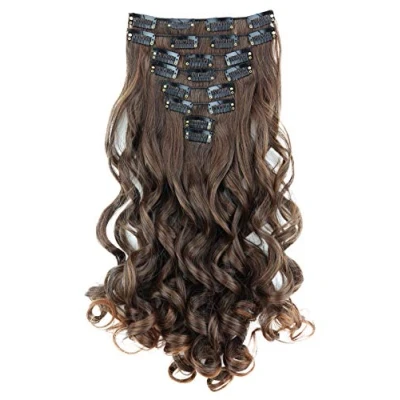 Afbeelding van PRETTYSHOP XXL haarverlenging, 35 cm, 8 stuks, gegolfd, bruin mix, CES116 1